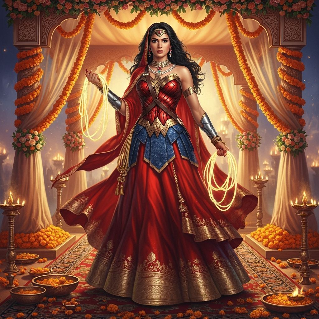 Wonder Woman as Indian Bride in Epic Fantasy Art