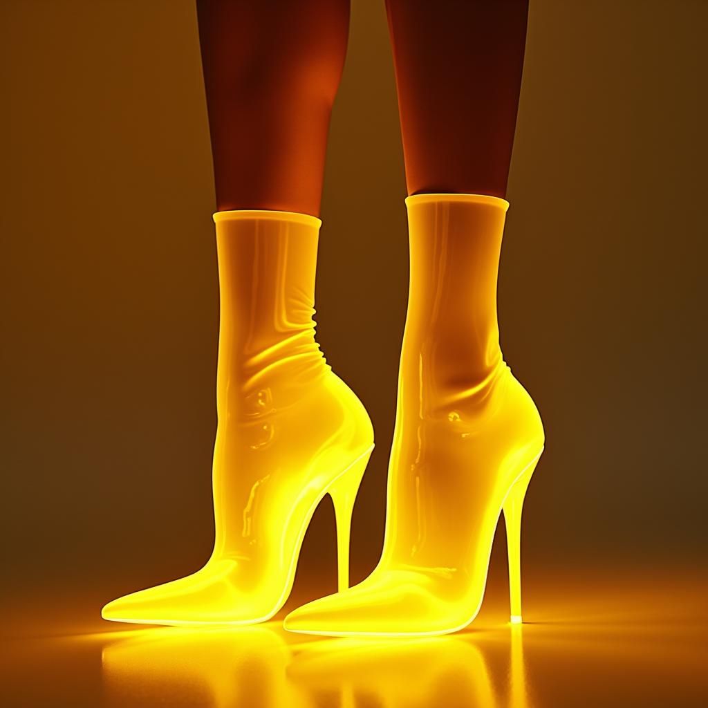 Amber X-Ray Stiletto Boots in Retro-Futuristic Style