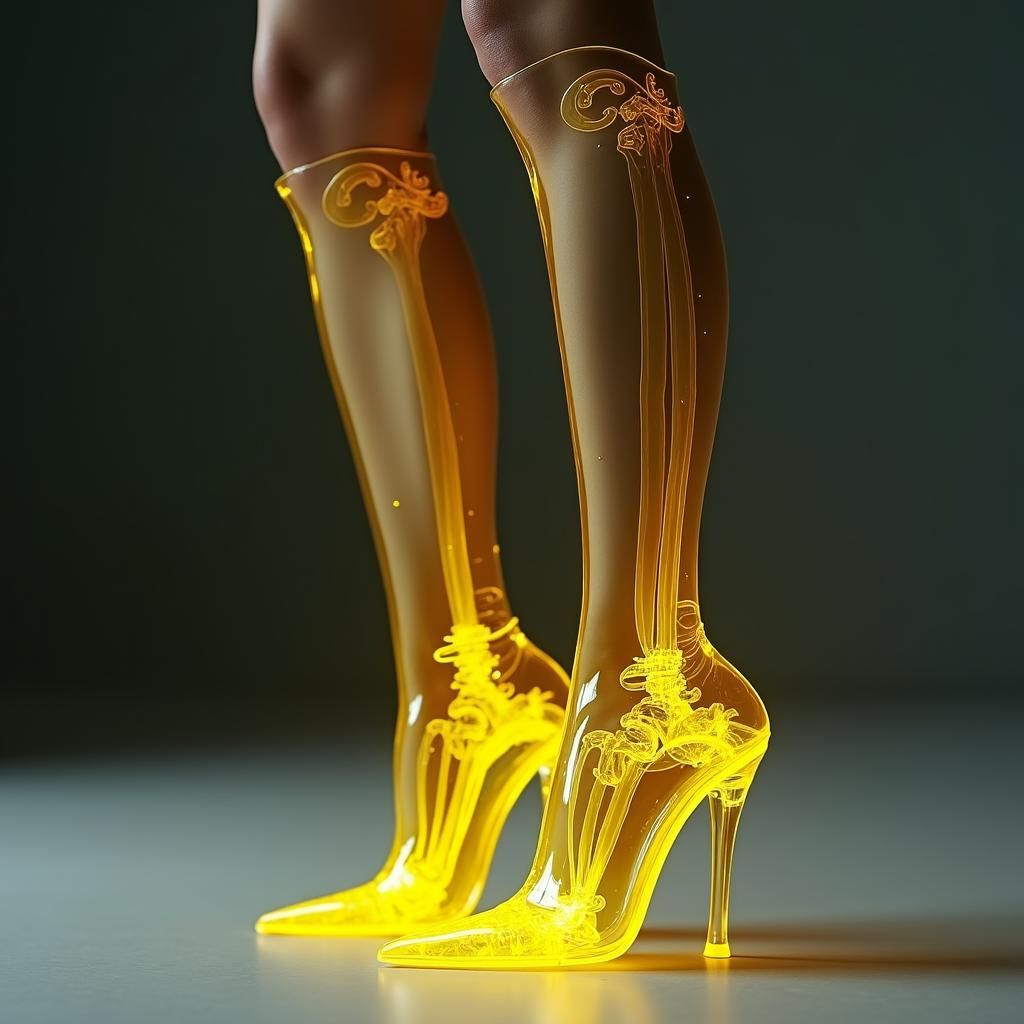 X-Ray Stiletto Boots in Industrial Futurism Style