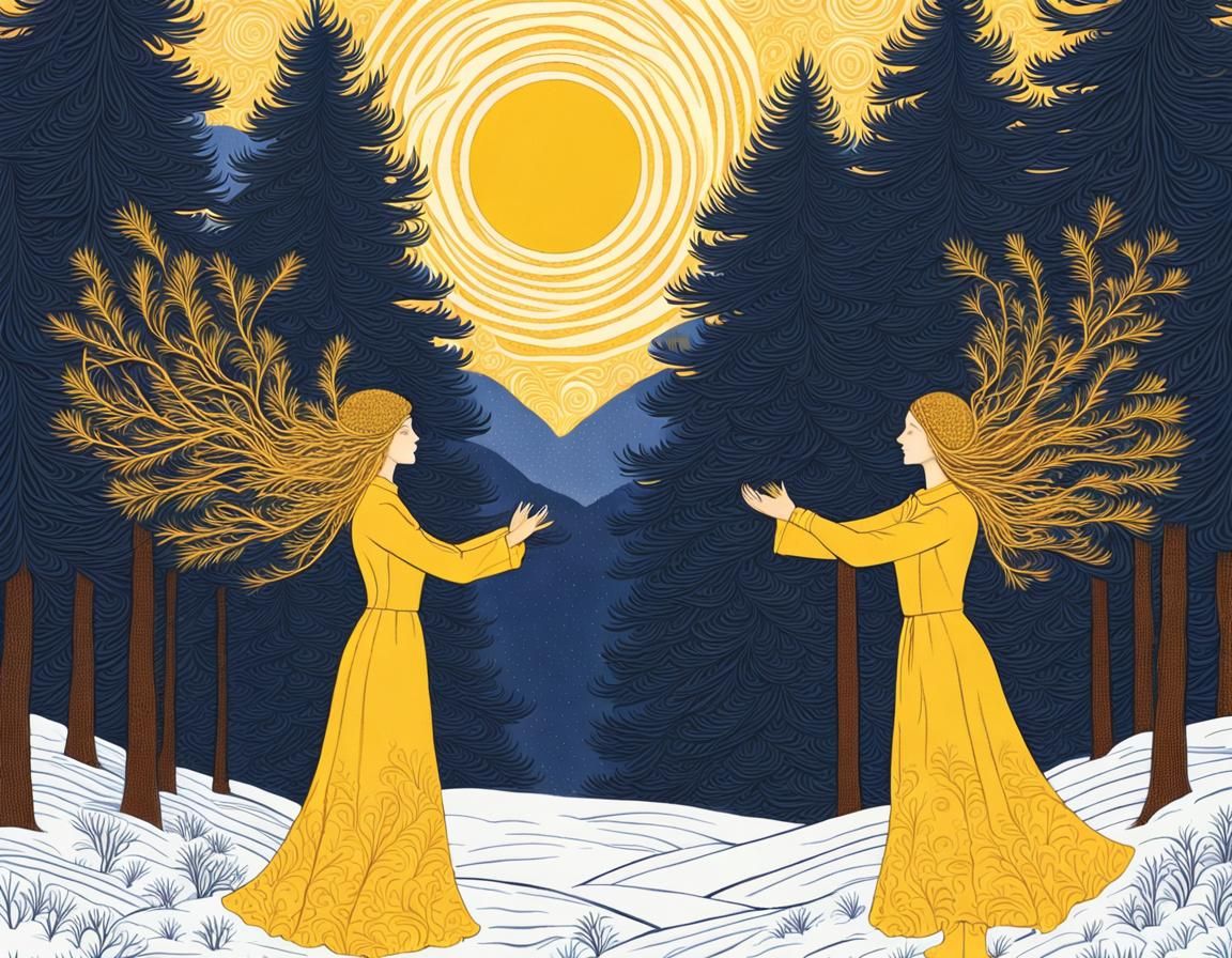Day and Night Meet at Winter Solstice, Digital Art