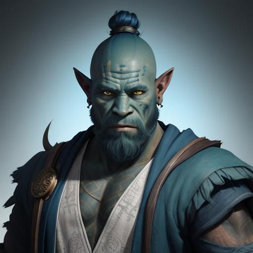 Orc Monk in Detailed Matte Painting