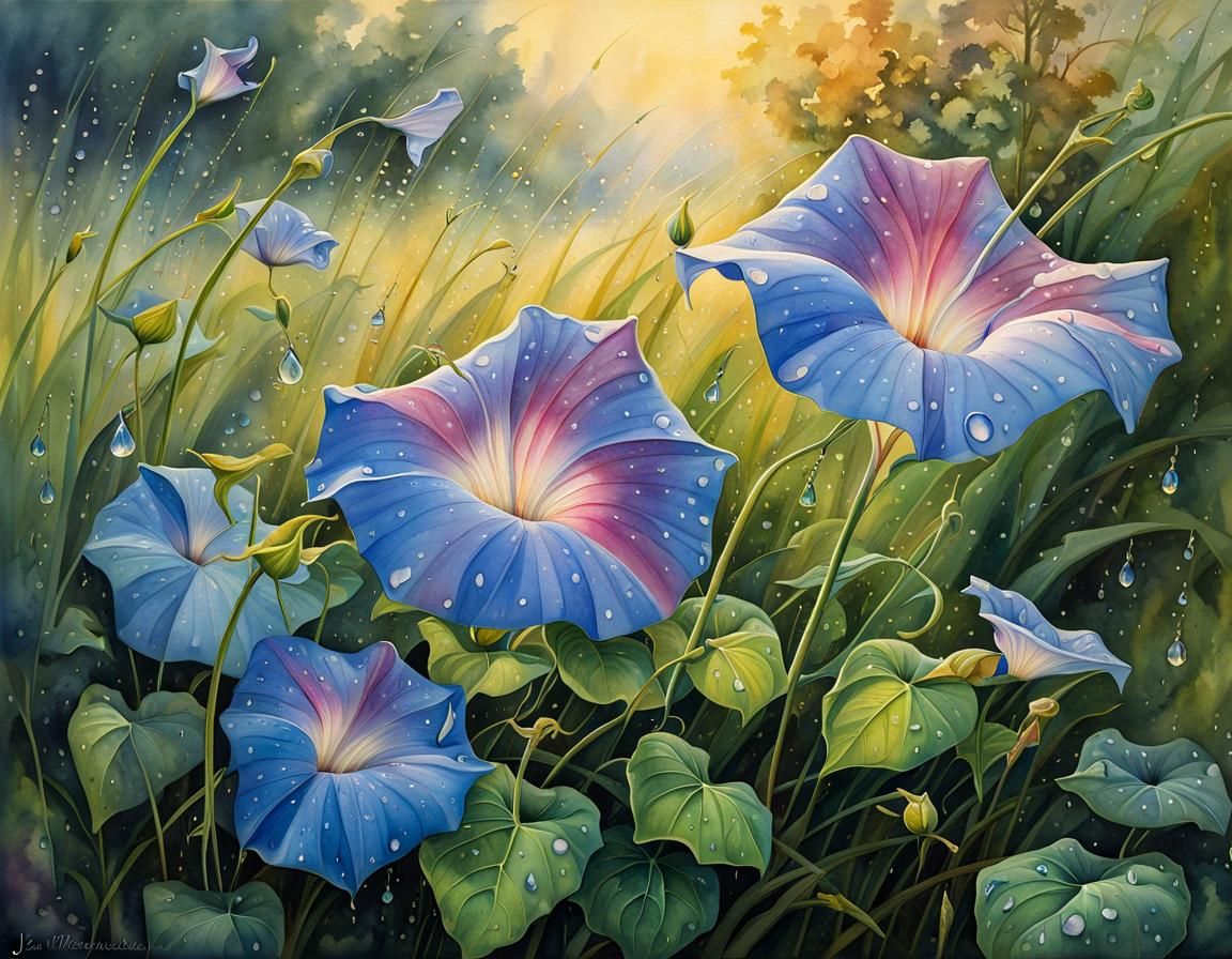 Dew-Kissed Meadow: A Watercolor Masterpiece