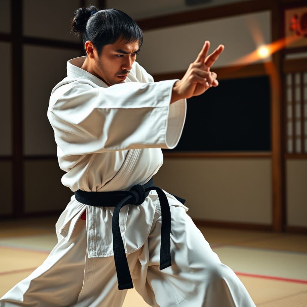 Jujutsu Martial Artist Performing Ko-uchi-gari in Action