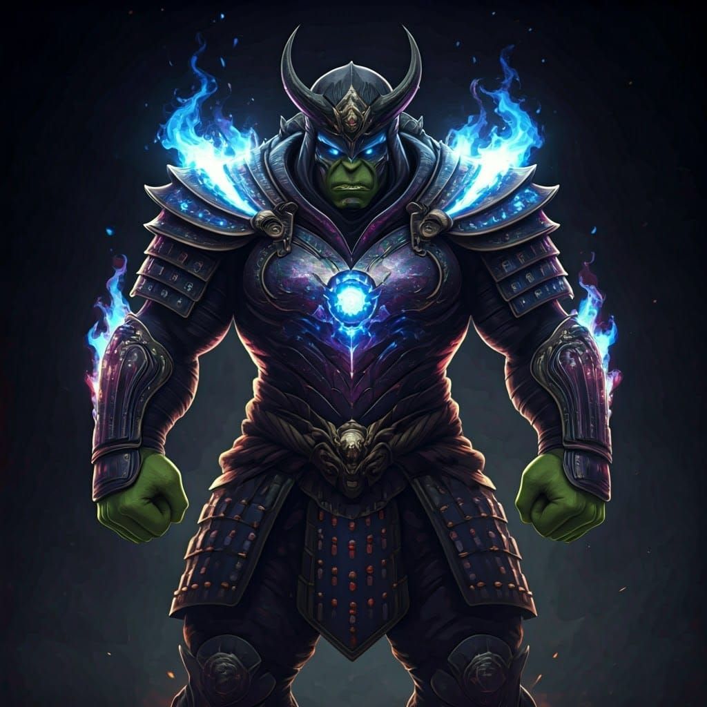 Hulk in Cosmic Flame Armor with Katana
