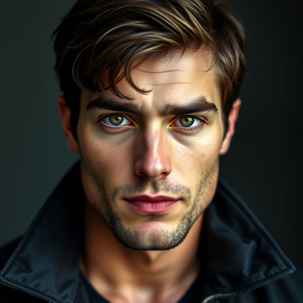 Enchanting Man with Mesmerizing Green Eyes