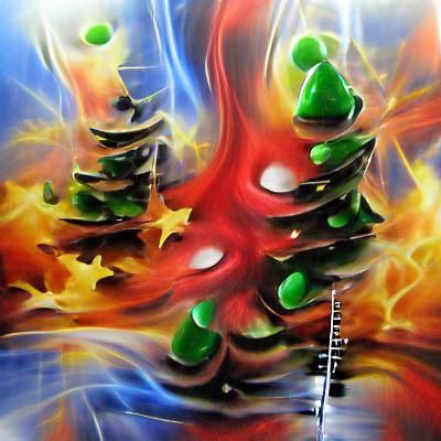 Abstract Christmas Tree in Acrylic Airbrush Art