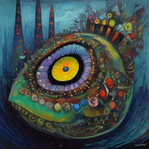 Angler Fish Oil Painting in Pop Surrealism Style