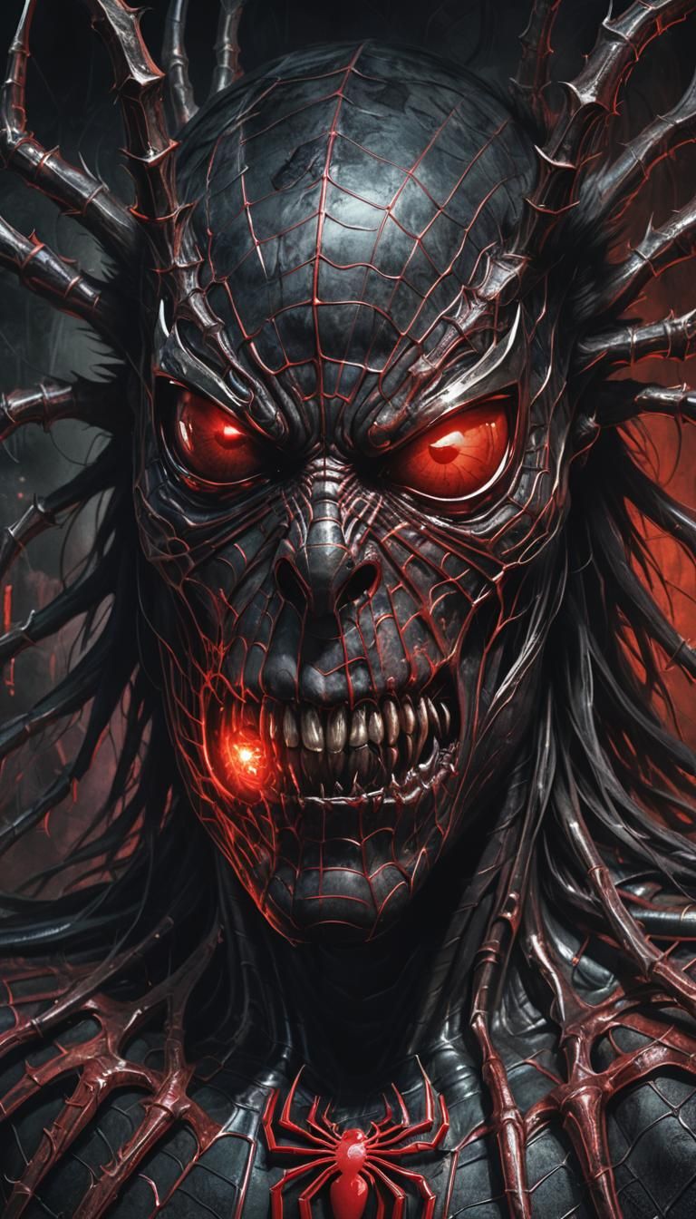 Spider-Man's Dark Transformation: A Macabre Fantasy Portrait