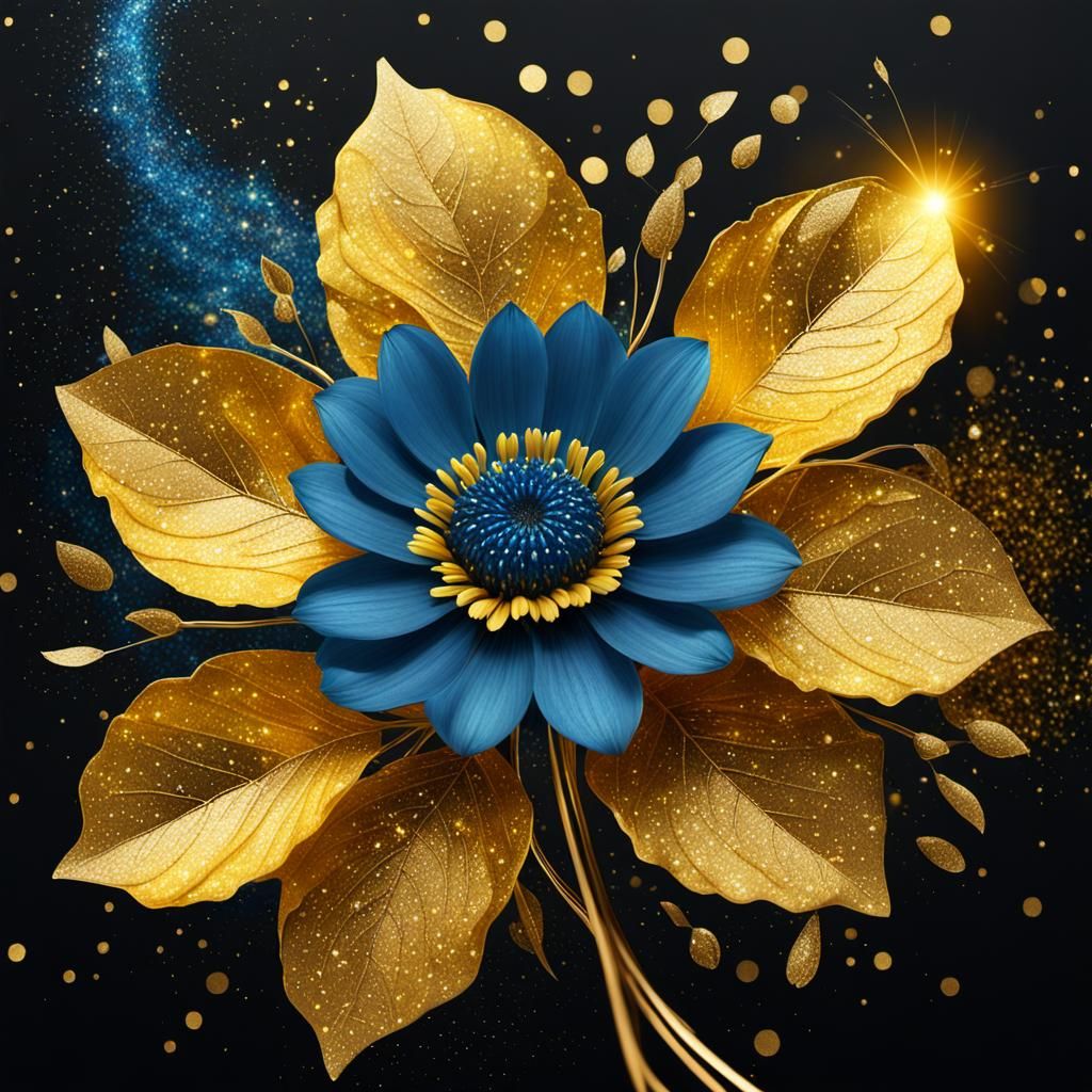 Golden Flower with Glittering Accents