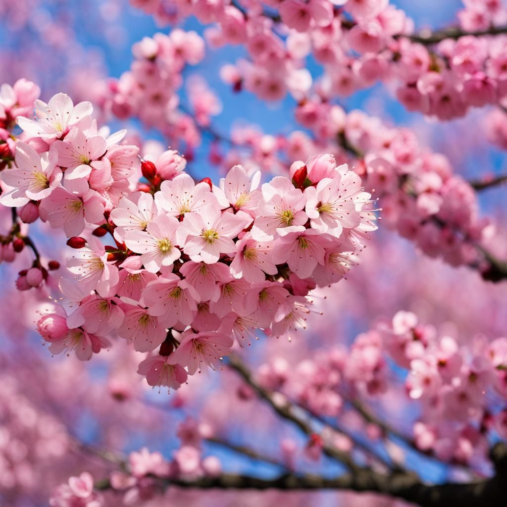 Delicate Cherry Blossom Branch in Bloom