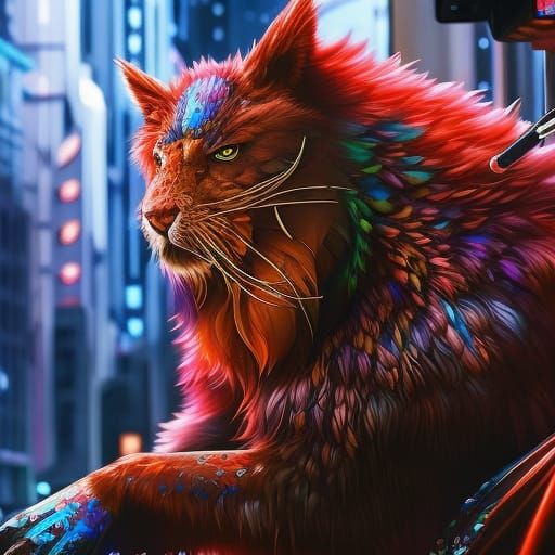 Hyperrealistic Fluffy Dog in Colorful Graffiti Art