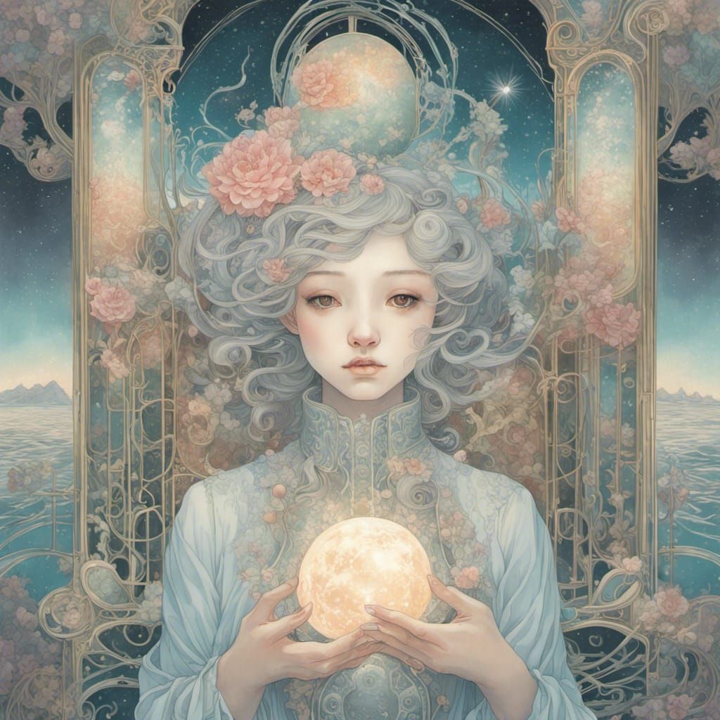 Surreal Tarot Card in Art Deco Style