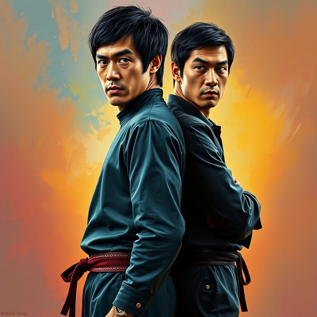 Martial Arts Icons Unite in Vibrant Hyperrealism