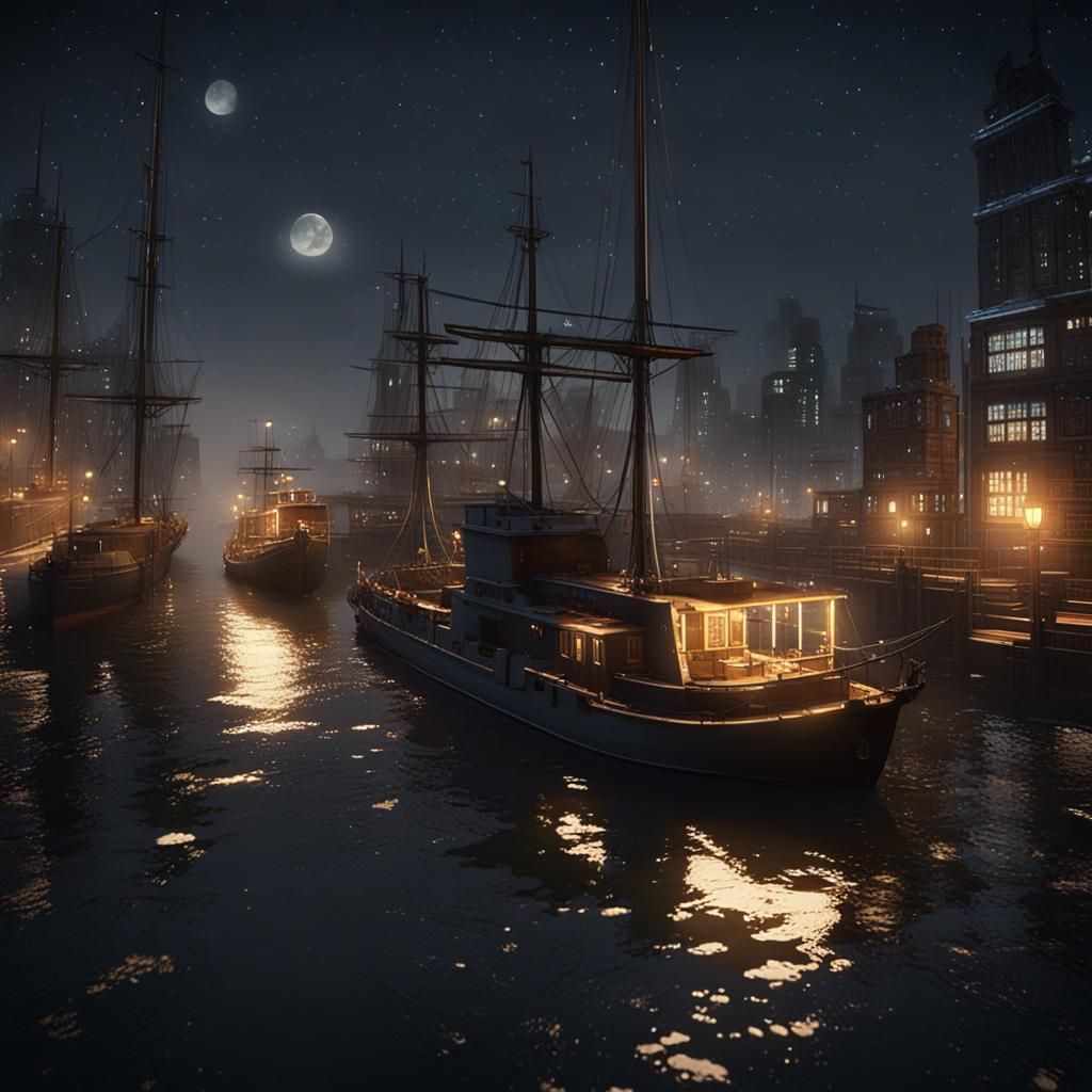 Rotterdam Port at Night: 3D Game Cinematic