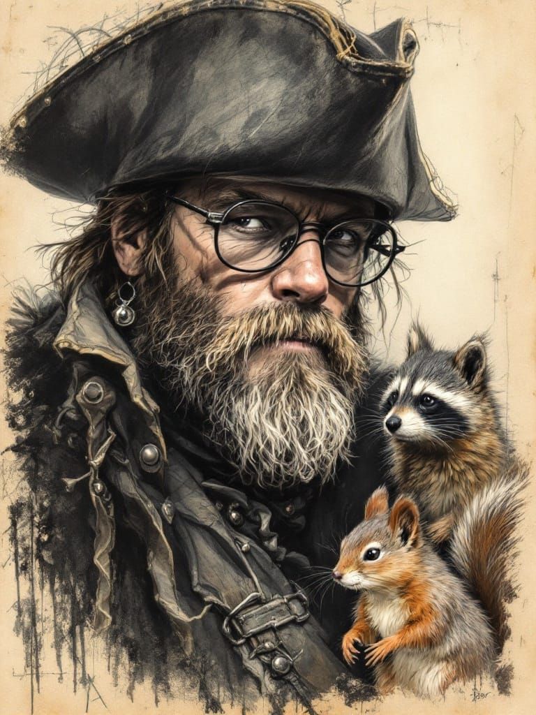 Ewan McGregor as Frontiersman in Ink Drawing