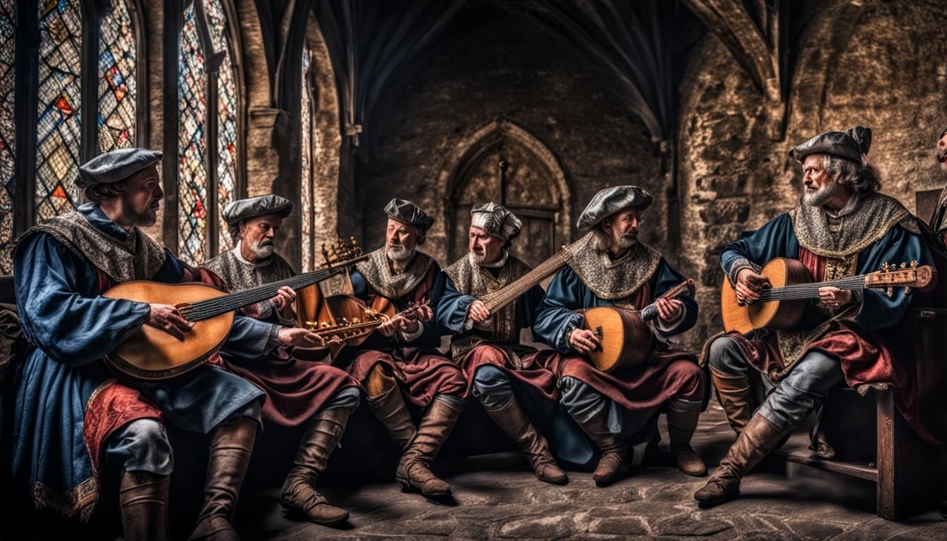 Hyperrealistic Medieval Minstrels in Concert