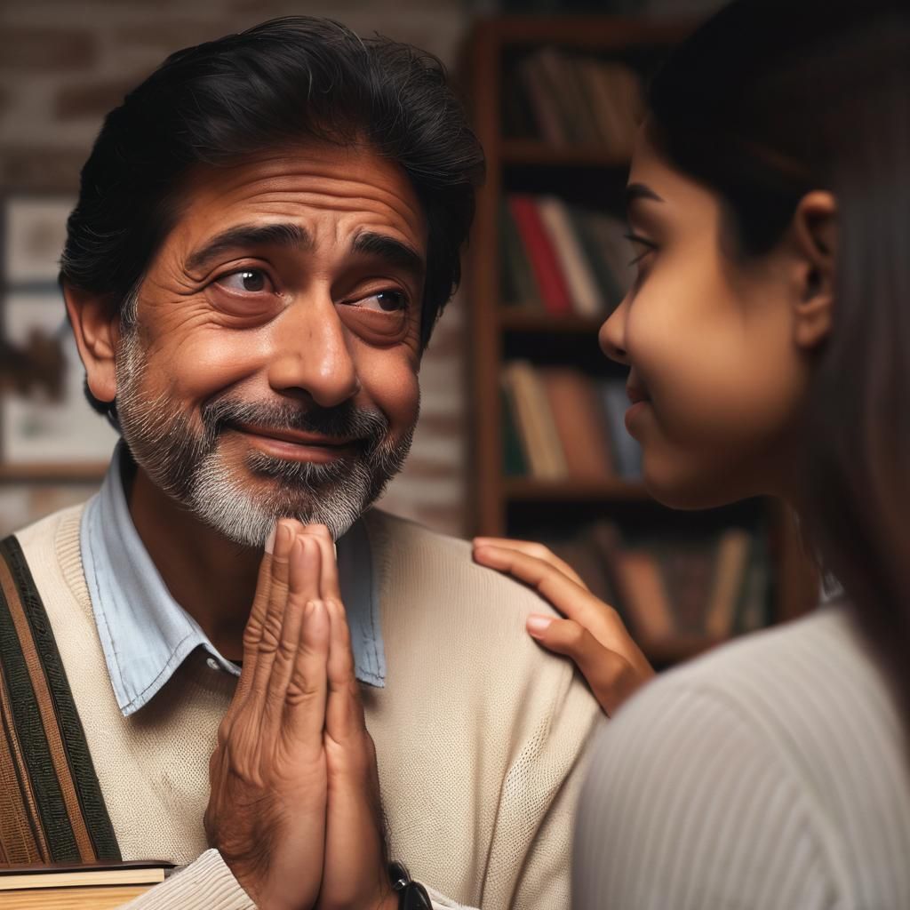 Father's relieved expression