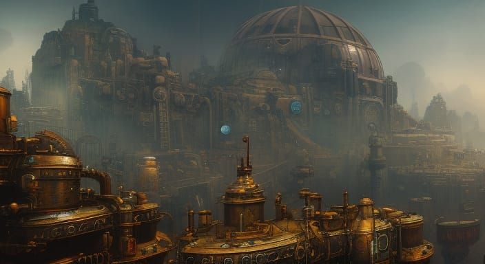Dieselpunk Bubbles: Detailed Matte Painting in 8K