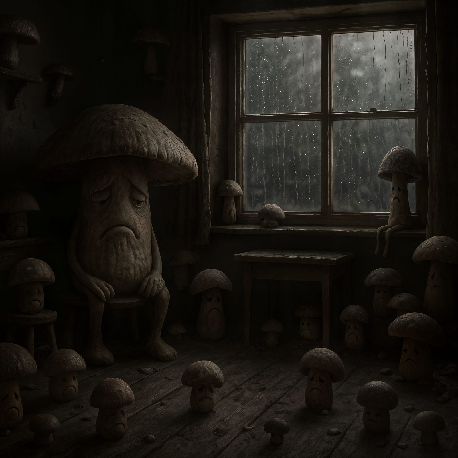 Gloomy Mushroom Room in Detailed CGI