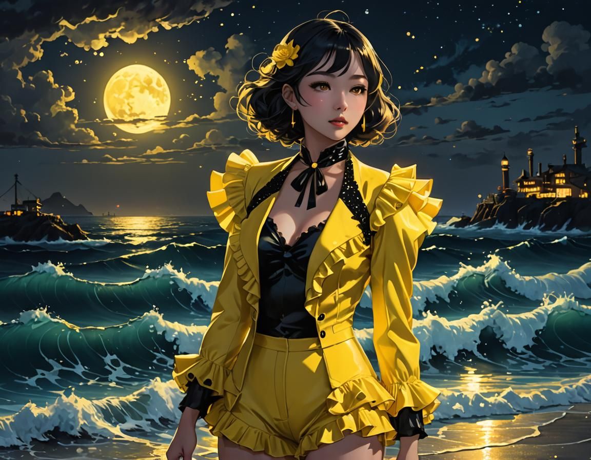 Bioluminescent Ocean: 1930s Anime-Style 3D Art