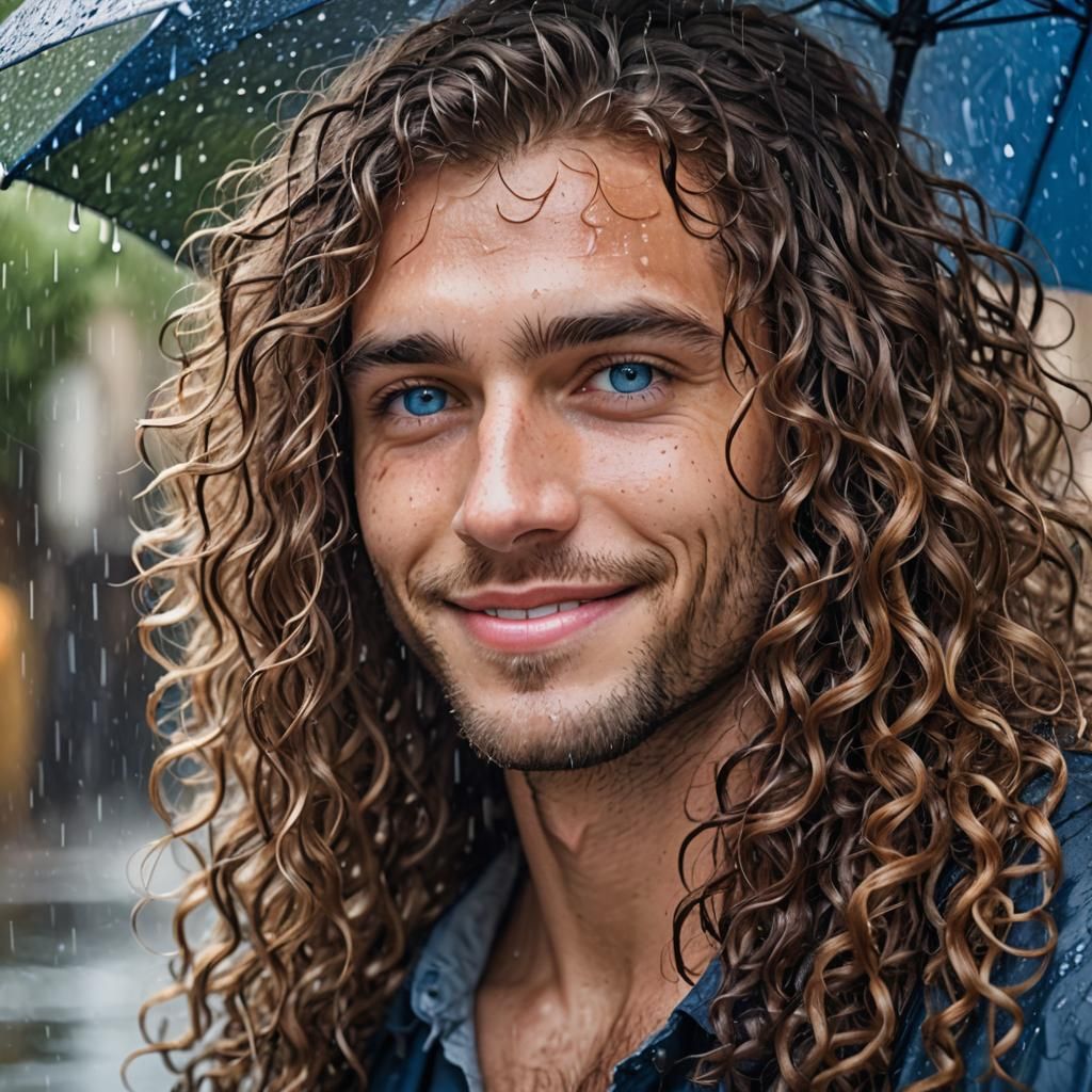 Rainy Day Portrait of a Smiling Couple