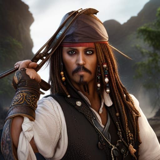 Detailed Matte Painting of Jack Sparrow