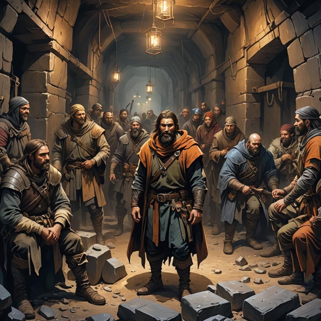 Prisoners in a Mine: Detailed Fantasy Character Art