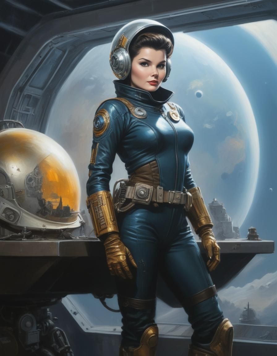 Sci-Fi Space Explorer in Atompunk Airbrush Art