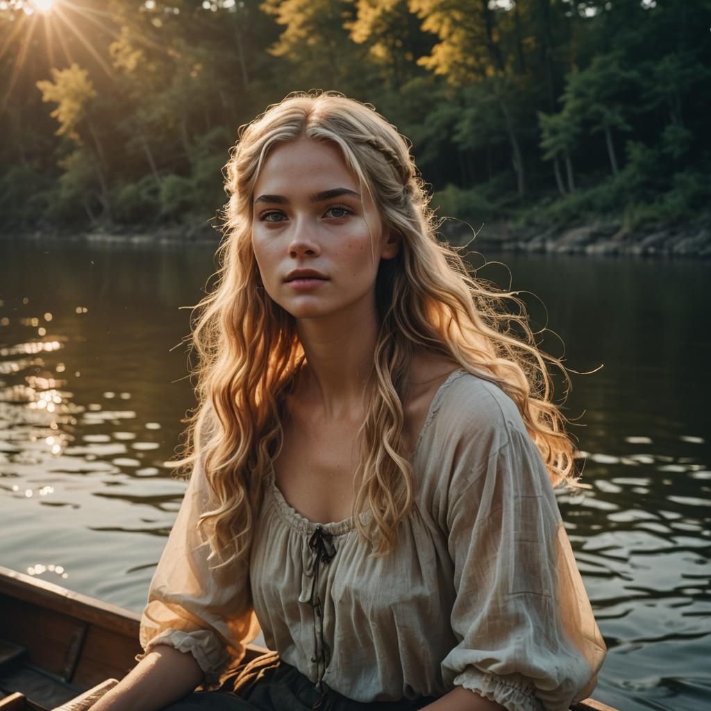 Magnifique femme blonde, longs cheveux ondulés