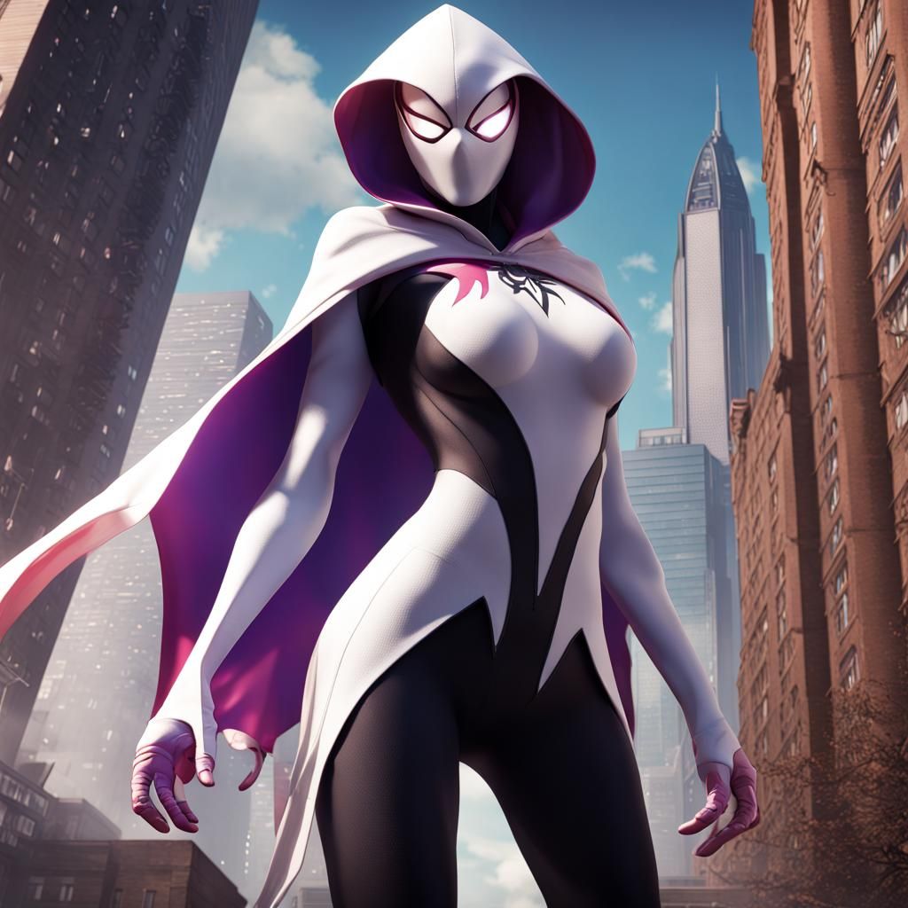 Giant Spider-Gwen in the City: Fantasy Concept Art
