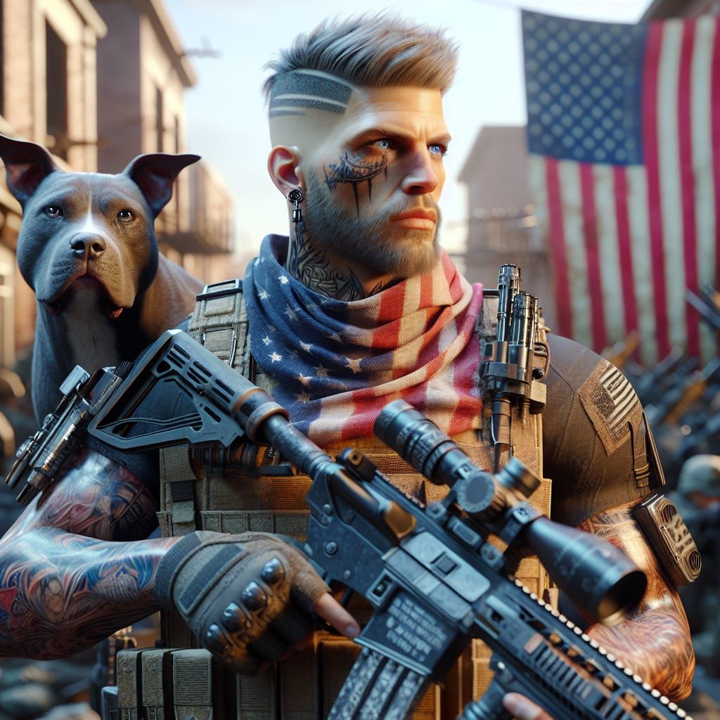 American Soldier in War Zone, 3D Rendered