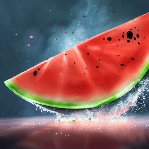 Watercolor Watermelon with Shadow Splashes