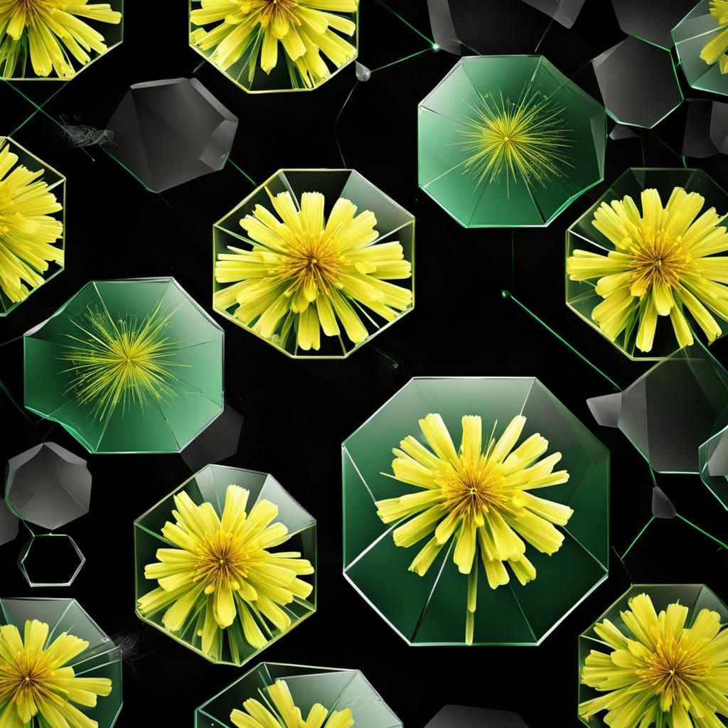 Vibrant Cubist Dandellions