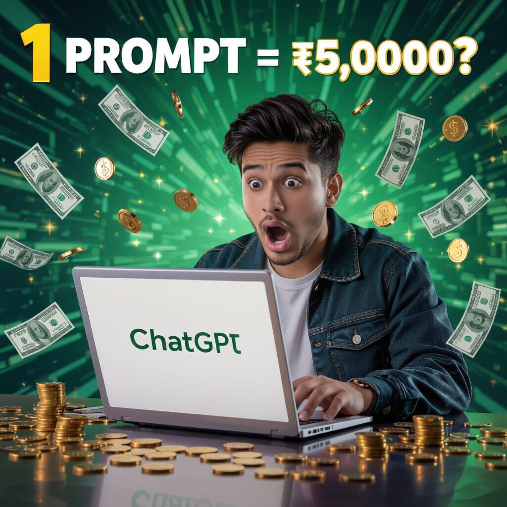 Shocked Man Seeing ChatGPT Earnings in Digital Art