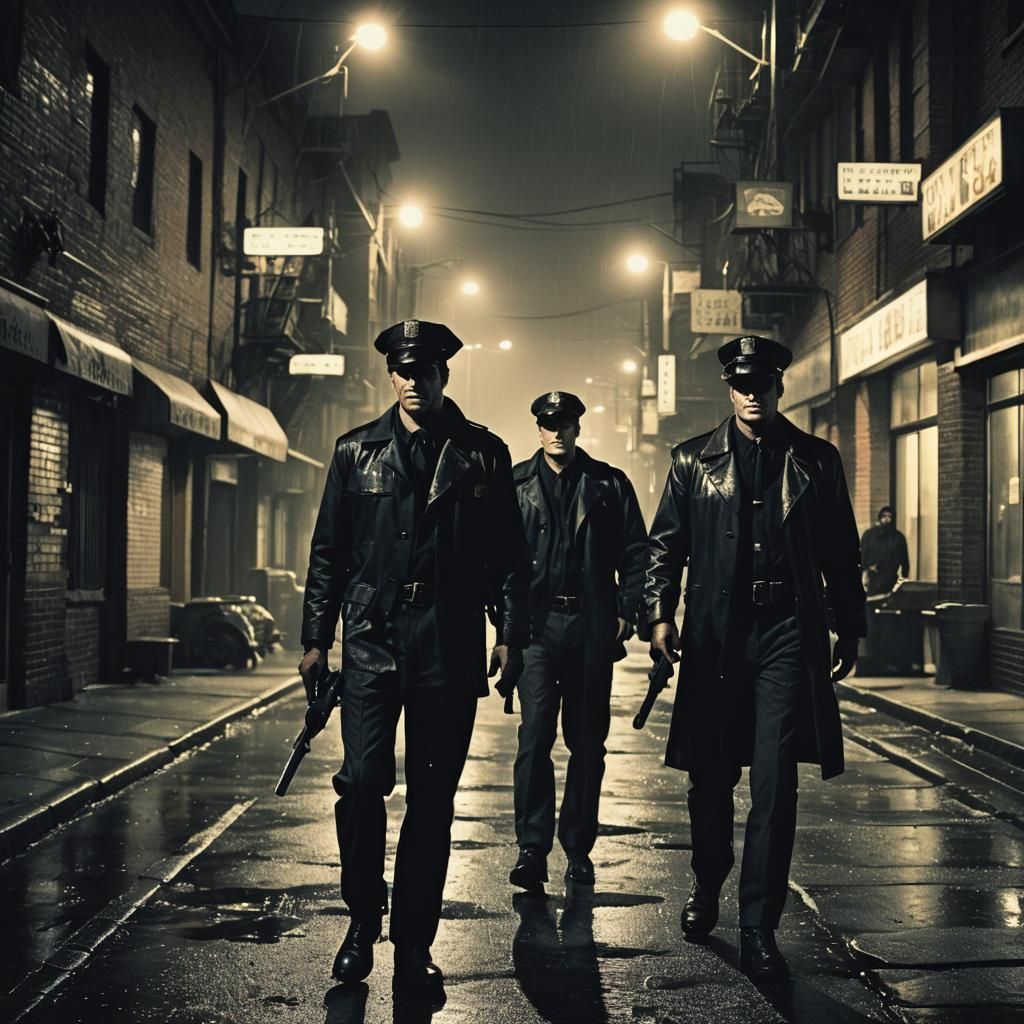 Ash and Maniac Cop in Film Noir Style