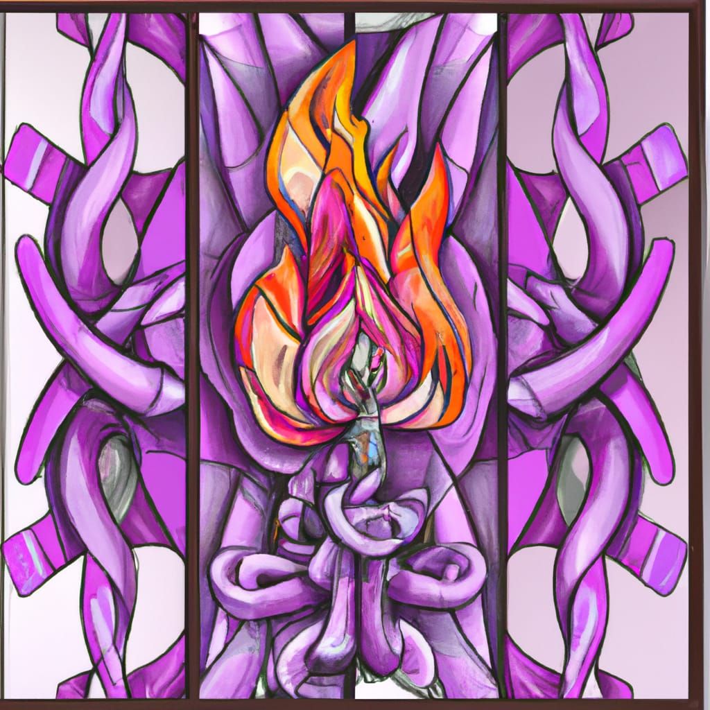 Geometric Purple Flame in Cubist Art Deco Style