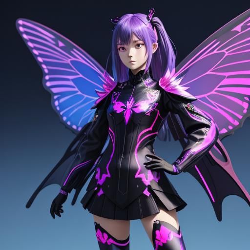 Glowing Butterfly Wings in Fiery Anime Art