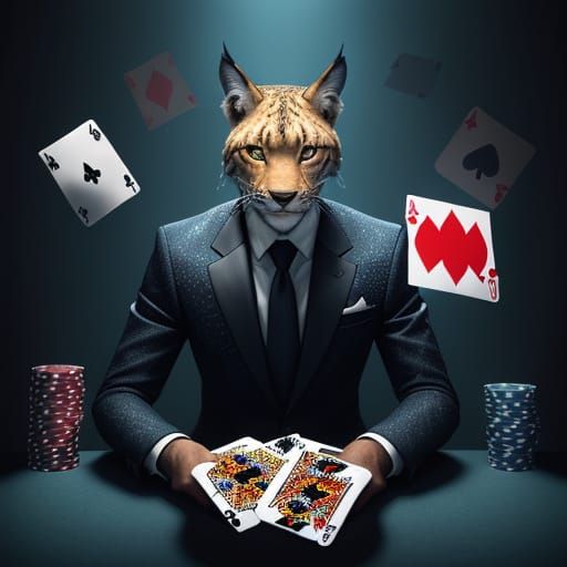 Anthropomorphic gambling Lynx in Las Vegas Hyperrealistic, splash art, concept art, mid shot, intricately detailed, colo...
