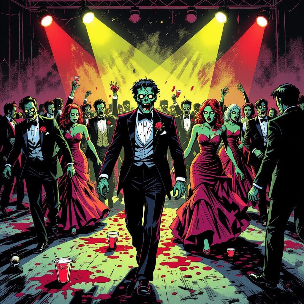 Zombie Prom Night Horror Comic Style