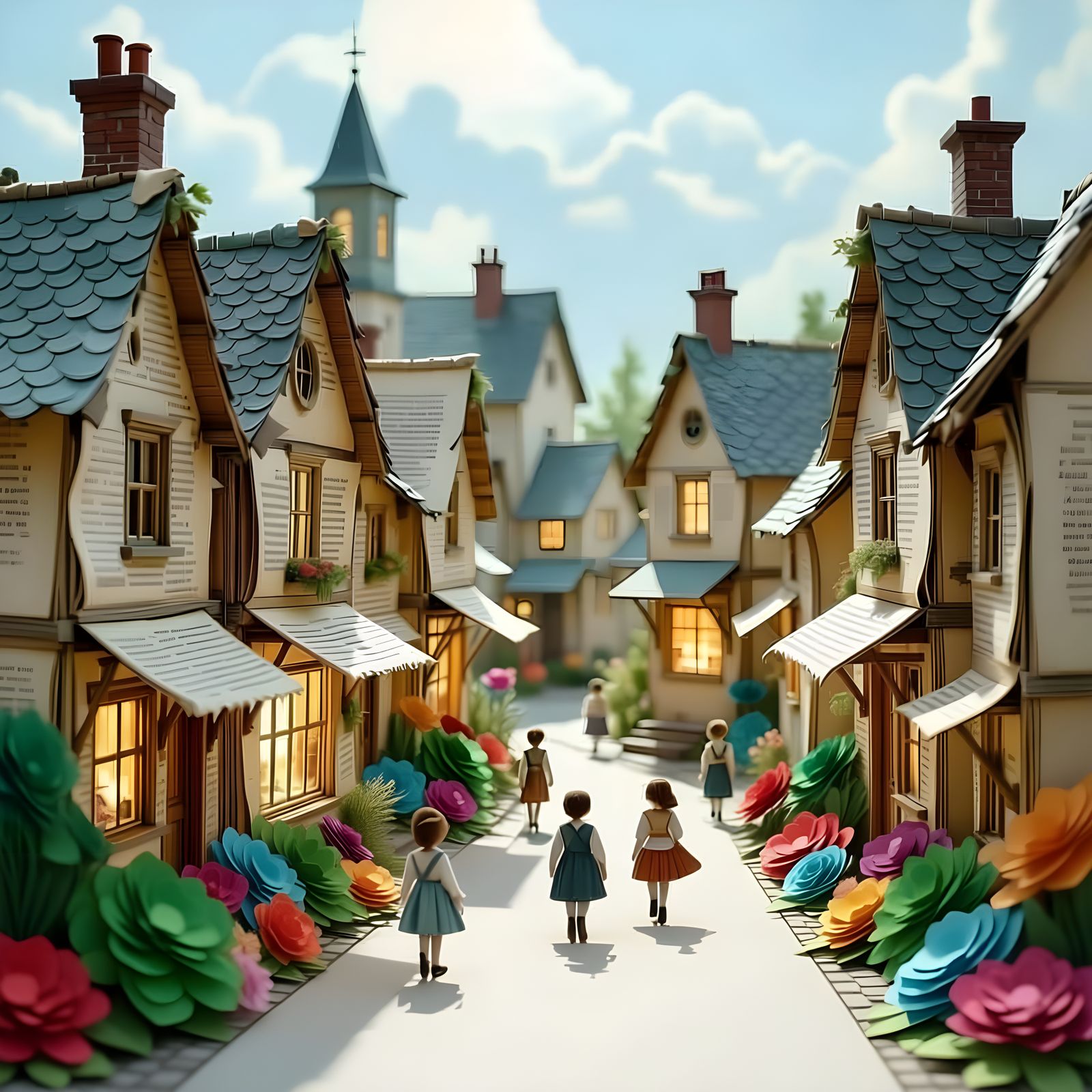 Enchanting Village of Paper Books and People