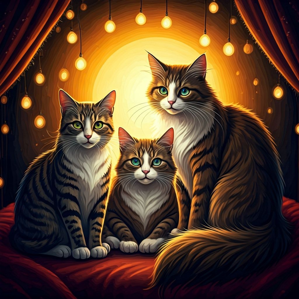 Whimsical Cats in Dreamy Illustration Style