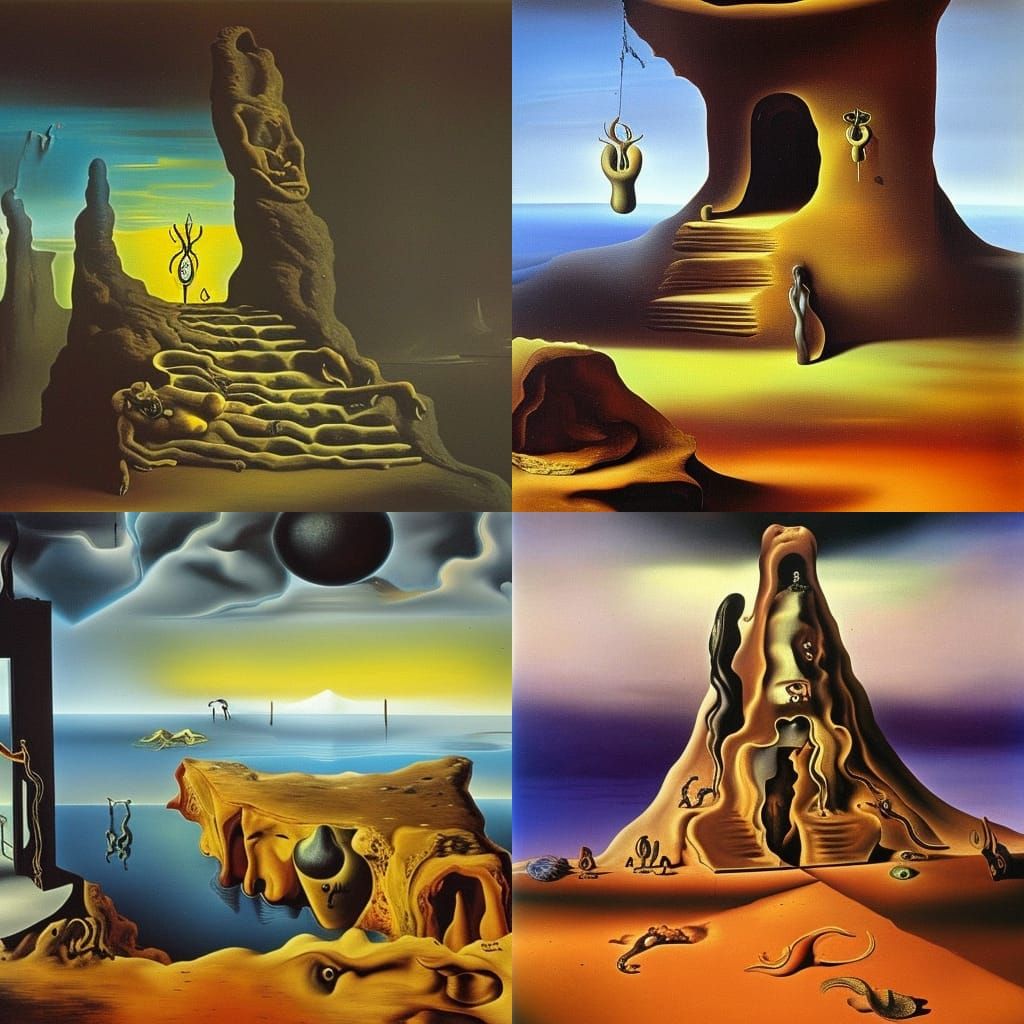 Surreal Entrance to Hell as Oil Painting