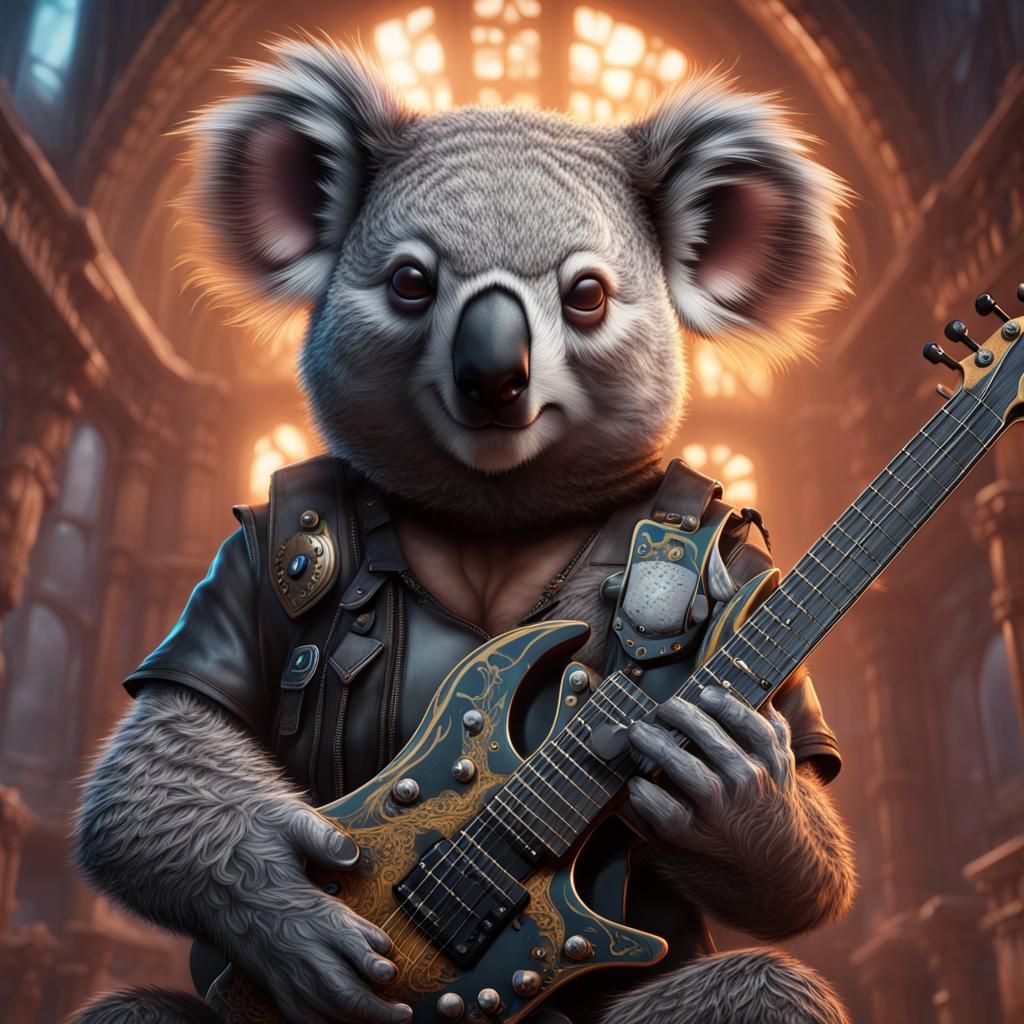 Metalhead Koala Fantasy Concept Art