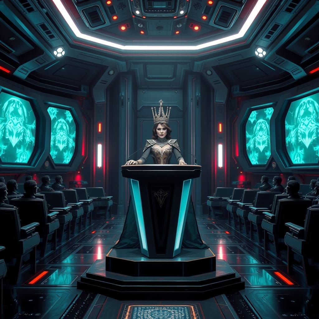 Regal Space Queen Addresses Loyal Subjects in Futuristic Con...