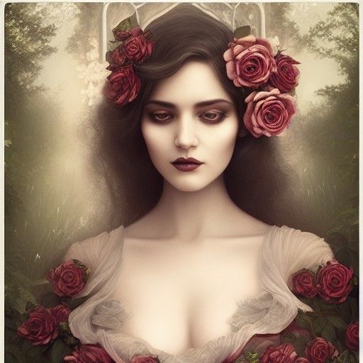Gothic Romance: Pregnant Woman in Rose Garden