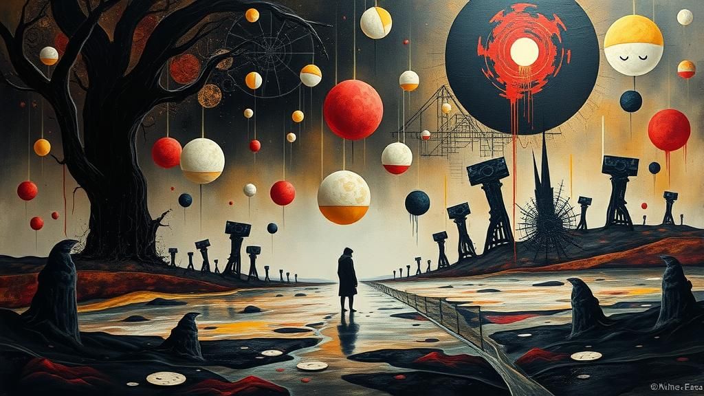 Dystopian Figure in Abstract Surreal Landscape