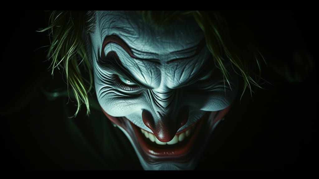 Dark Joker Portrait with Maniacal Grin
