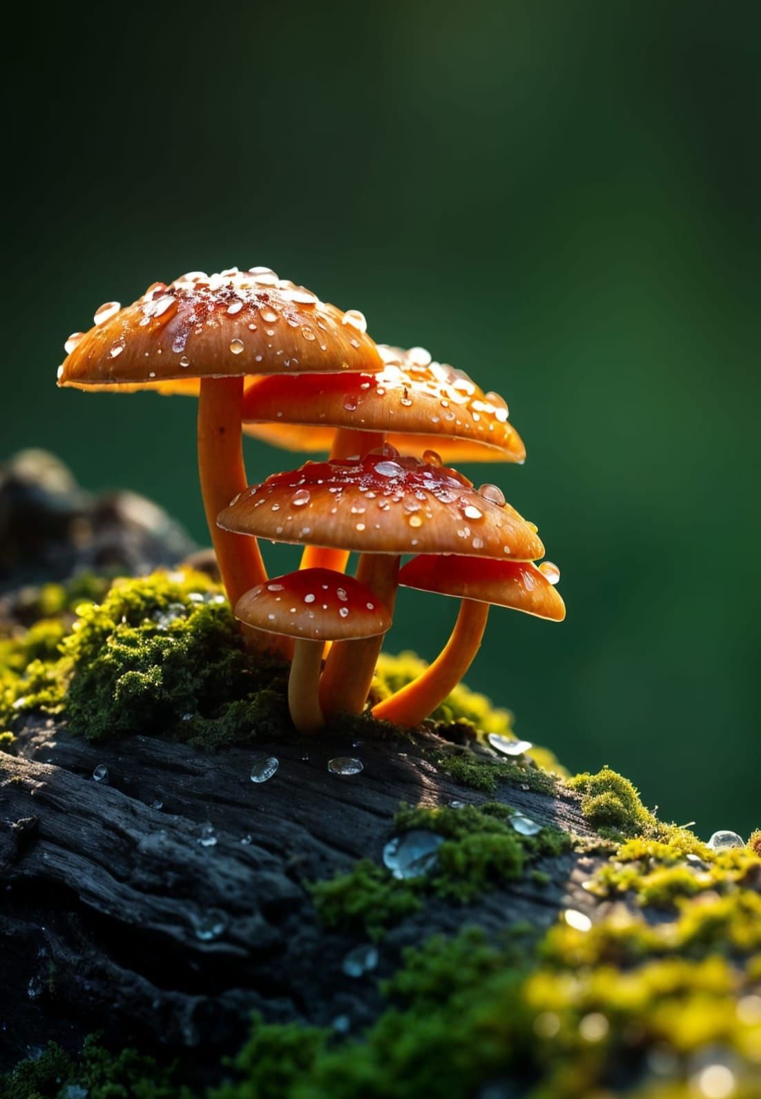 Majestic Fungi in Morning Dew, Captured in Stunning Macro Ph...