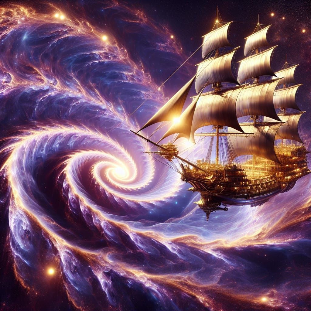 Sailing Ship Navigates a Cosmic Nebula