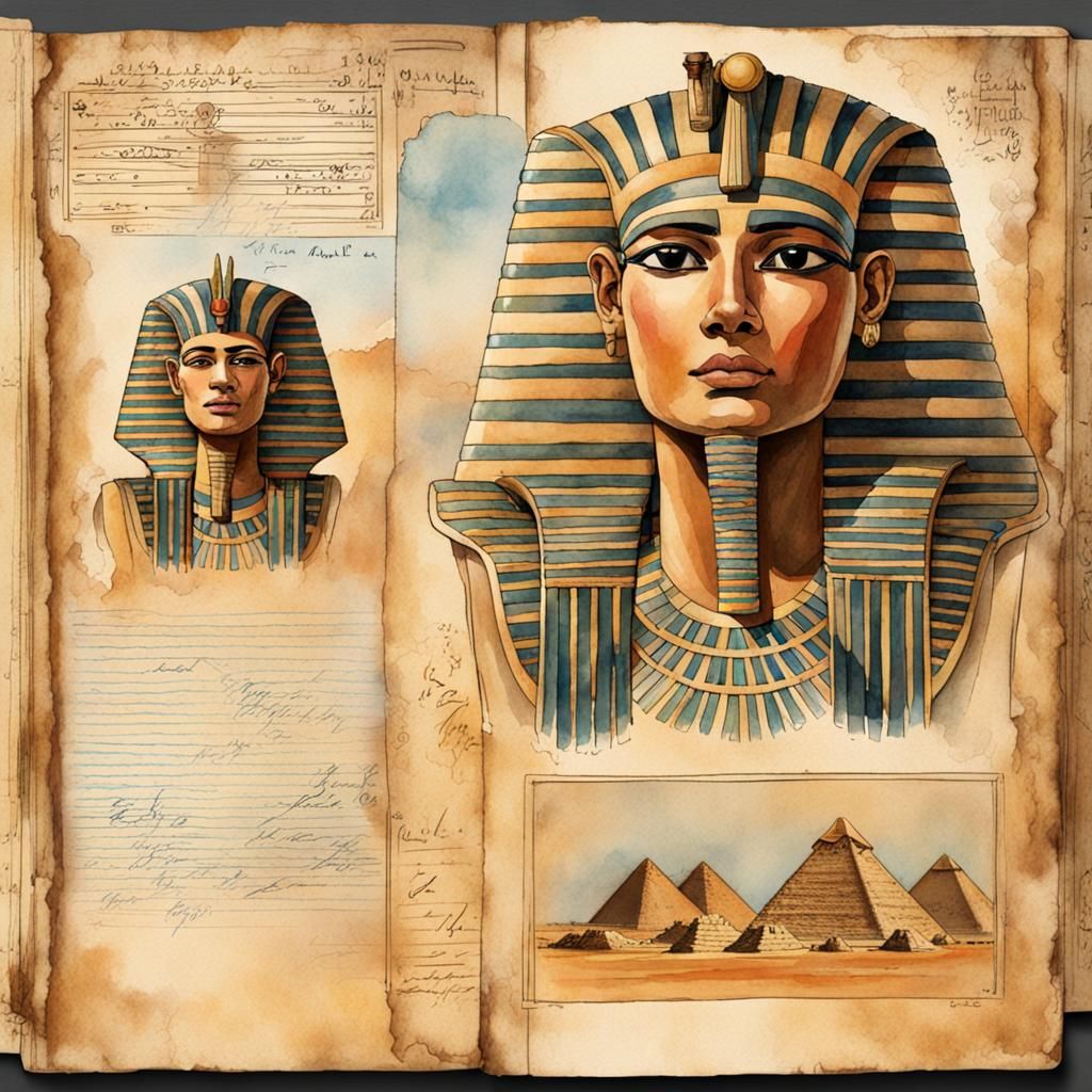 Egyptian Pharaoh Journal Page in Watercolor Style